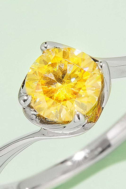 1 CARAT MOISSANITE 925 STERLING SILVER 4-PRONG SOLITAIRE RING - MULTIPLE COLORED GEMS