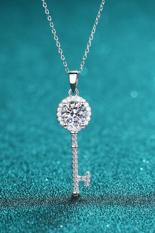 0.5-Carat Moissanite Key-Pendant Necklace - Silver