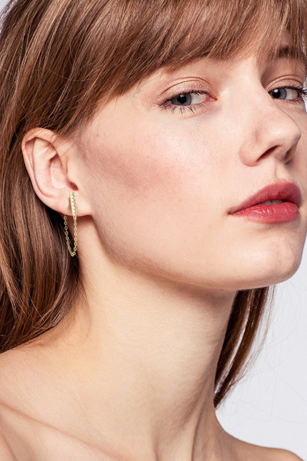 Moissanite 925 Sterling Silver Connected Earrings - Gold, Silver