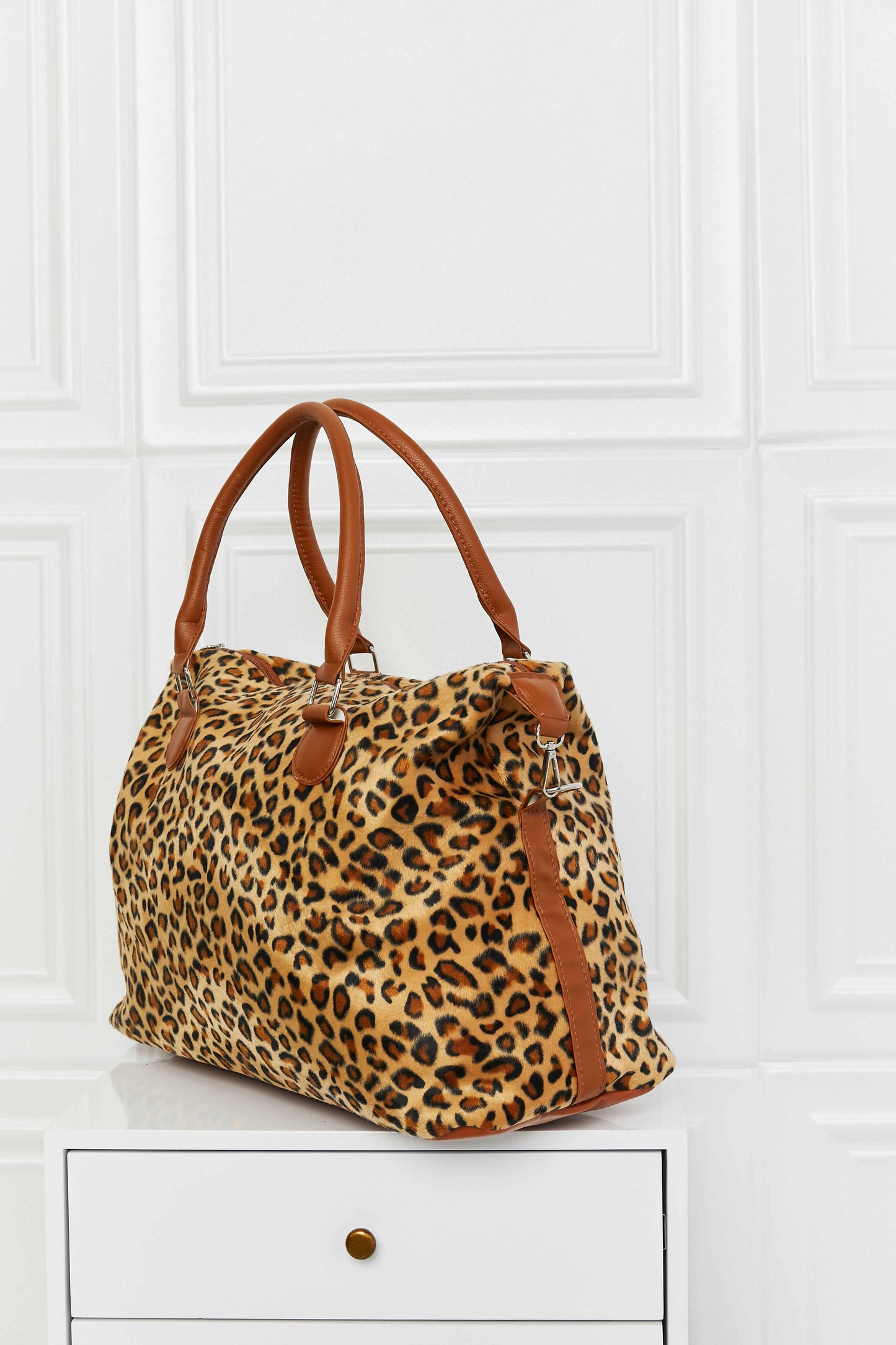 Animal-Print Faux Rabbit Fur Brushed Weekender Bag - Multiple Prints