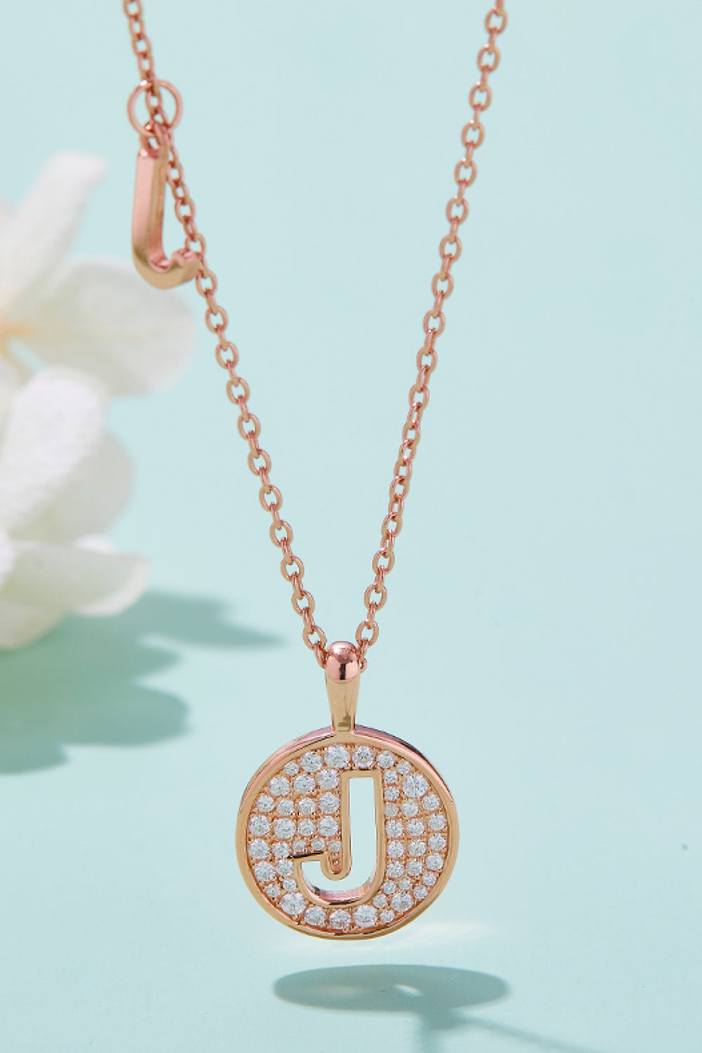 A To J Pendants Moissanite 925 Sterling Silver Necklace - Rose Gold