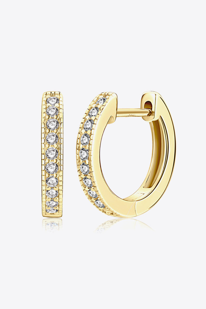Inlaid Moissanite 925 Sterling Silver Hoop Earrings - Silver, Gold