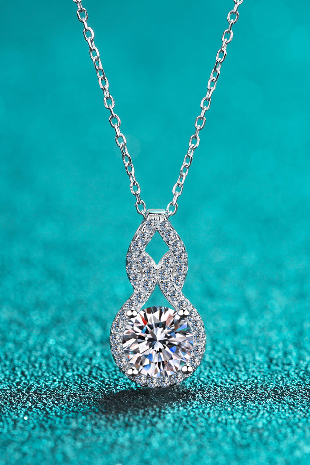 1-Carat Moissanite Swoop-Pendant Necklace - Silver