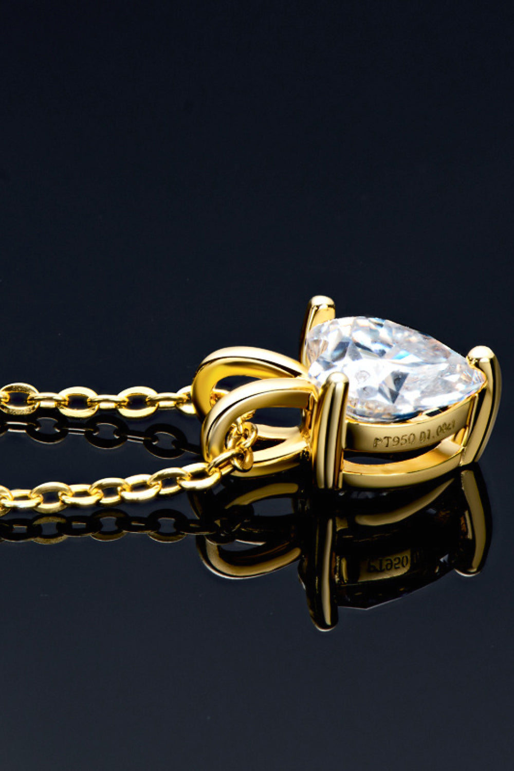 1 Carat Moissanite Heart-Shaped Polished Pendant Necklace - Gold, Silver