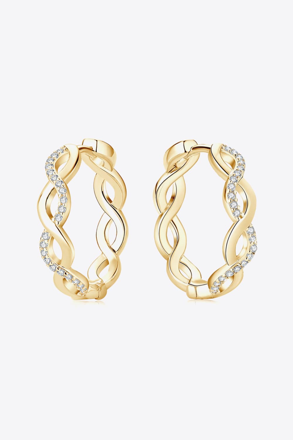 Moissanite 925 Sterling Silver Crisscross Hoop Earrings - Gold, Silver