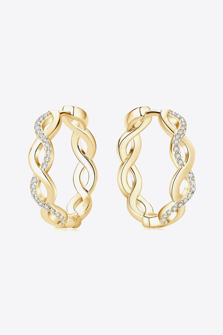Moissanite 925 Sterling Silver Crisscross Hoop Earrings - Gold, Silver