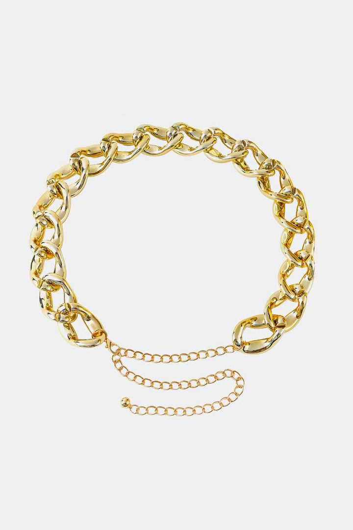 1.2" Width Acrylic Curb Chain Belt - Gold, Silver