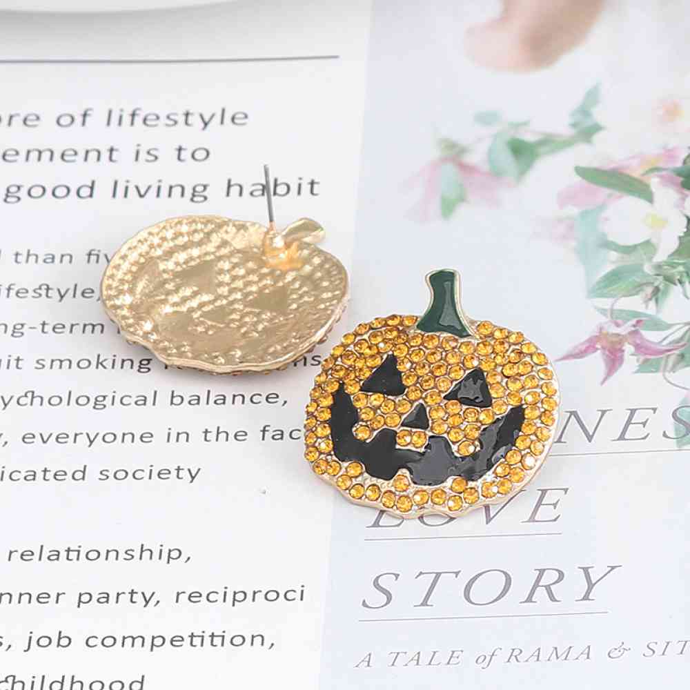 Pumpkin Rhinestone Alloy Earrings - Multiple Colors