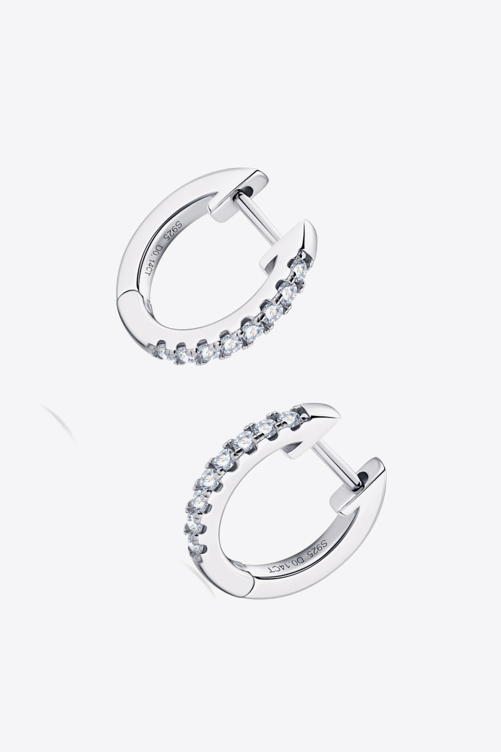 Chic Moissanite 925 Sterling Silver Huggie Earrings - Gold, Silver