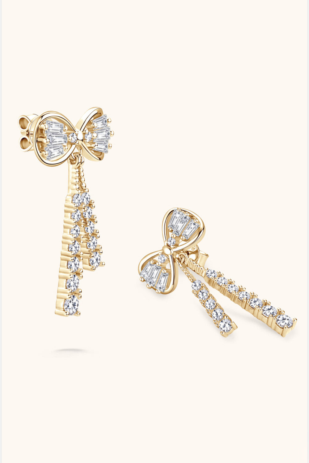 1.12 Carat Moissanite 925 Sterling Silver Bow Earrings - Silver, Gold