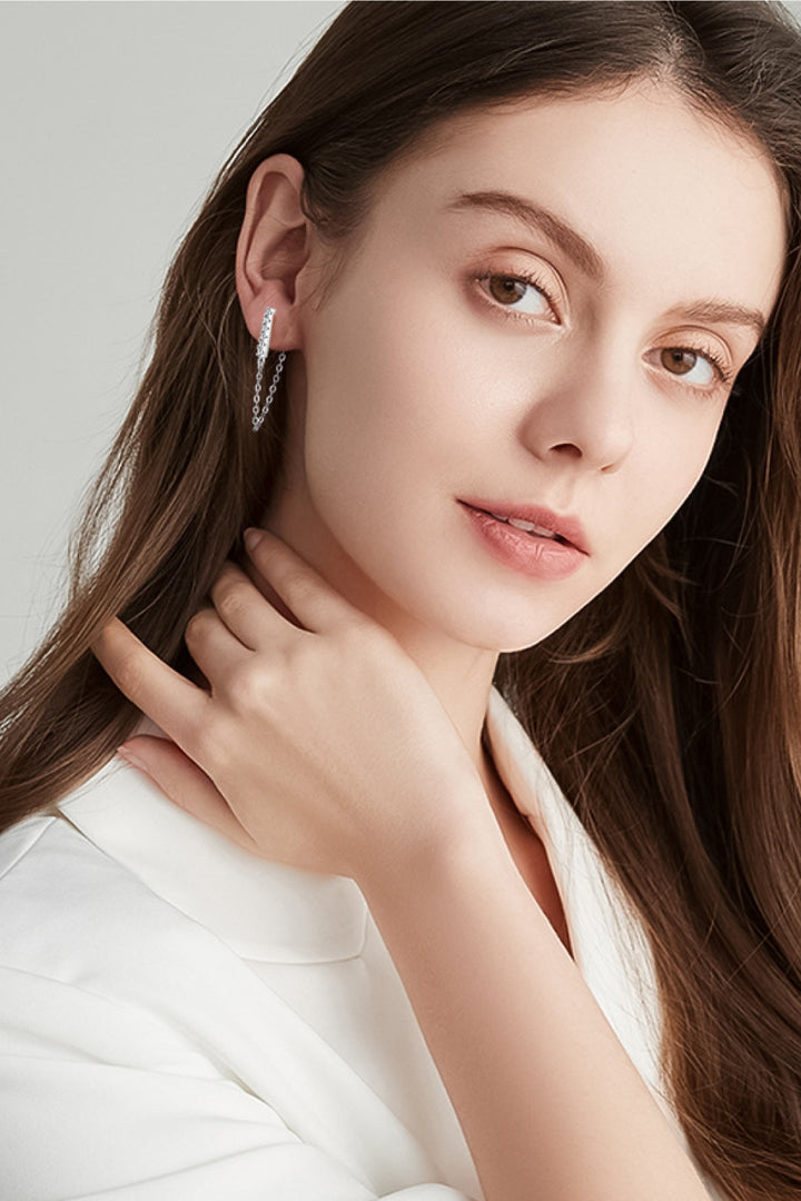 Moissanite 925 Sterling Silver Connected Earrings - Gold, Silver