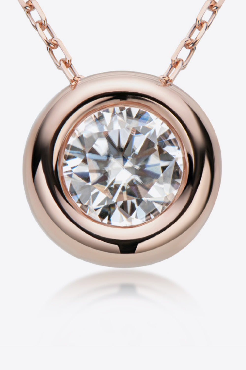 1 Carat Moissanite Round-Pendant 925 Sterling Silver Necklace - Gold, Rose Gold, Silver