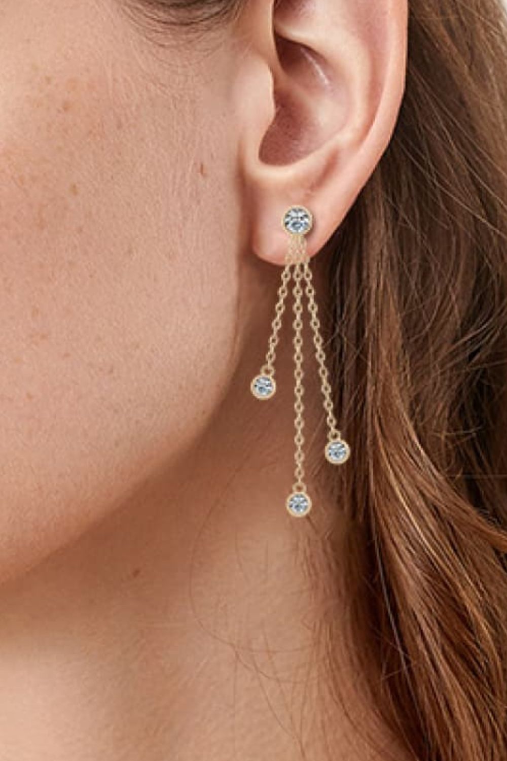 1.2 Carat Moissanite Layered Chain Earrings - Silver, Gold