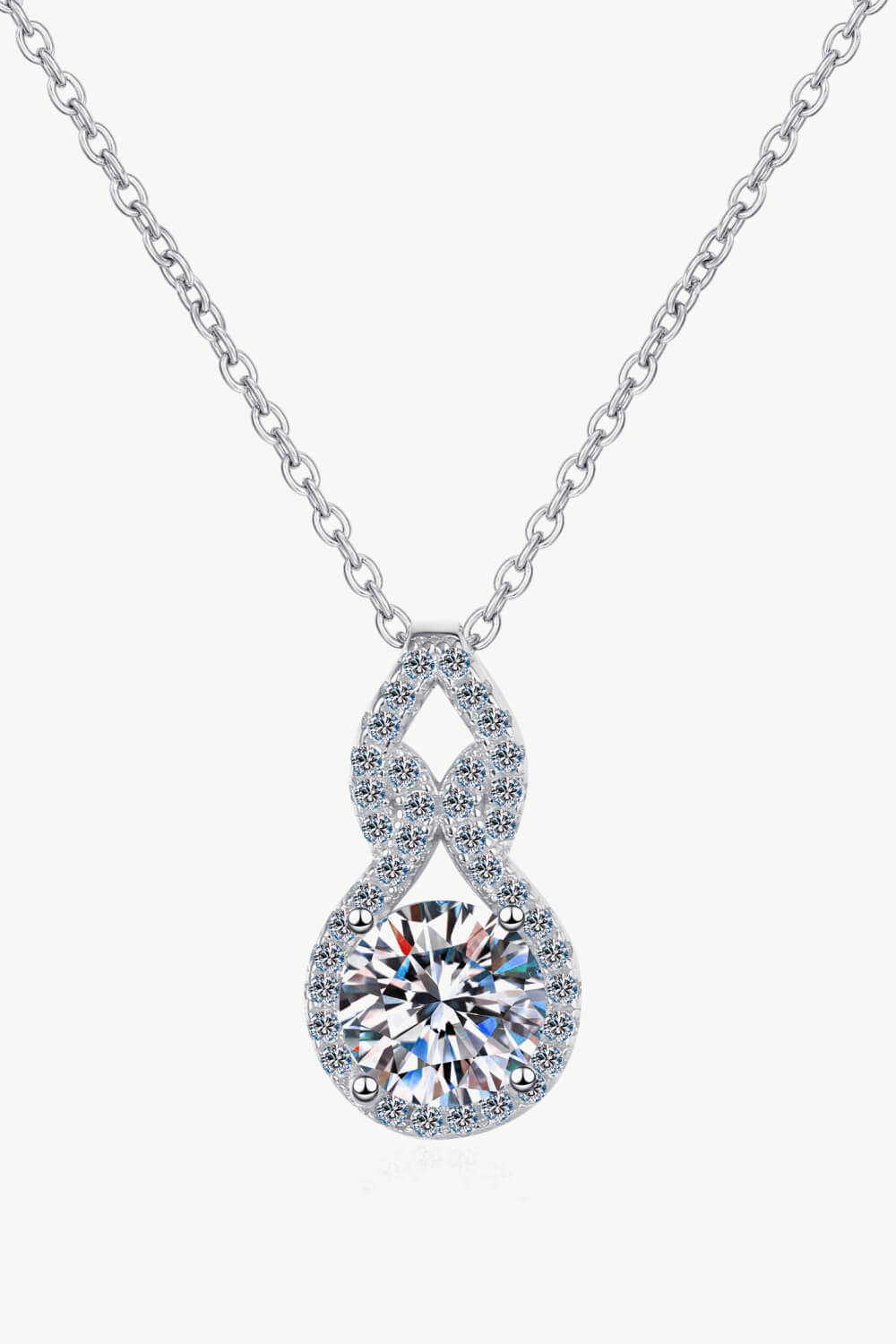 1-Carat Moissanite Swoop-Pendant Necklace - Silver