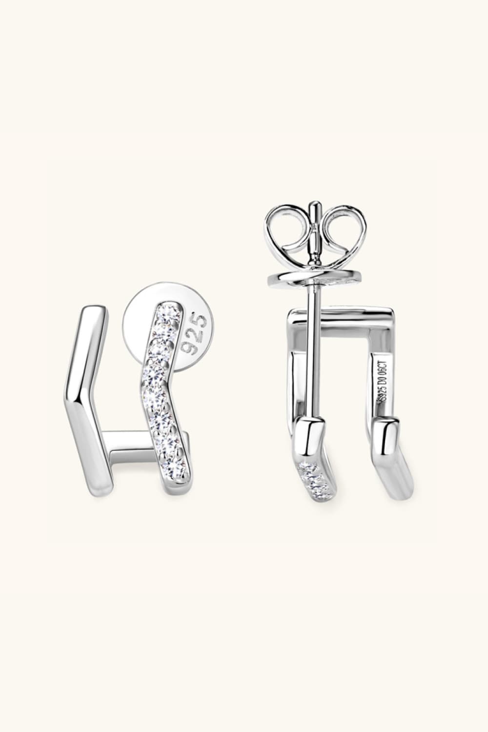 Moissanite 925 Sterling Silver Double-Layered Earrings - Gold, Silver