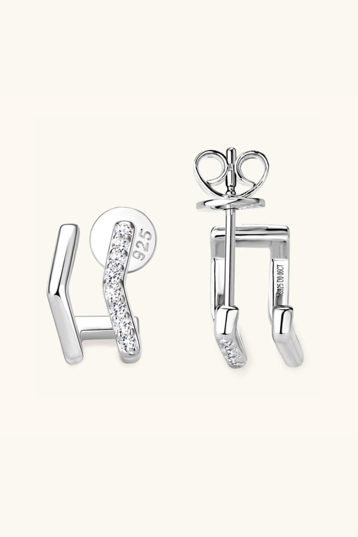 Moissanite 925 Sterling Silver Double-Layered Earrings - Gold, Silver