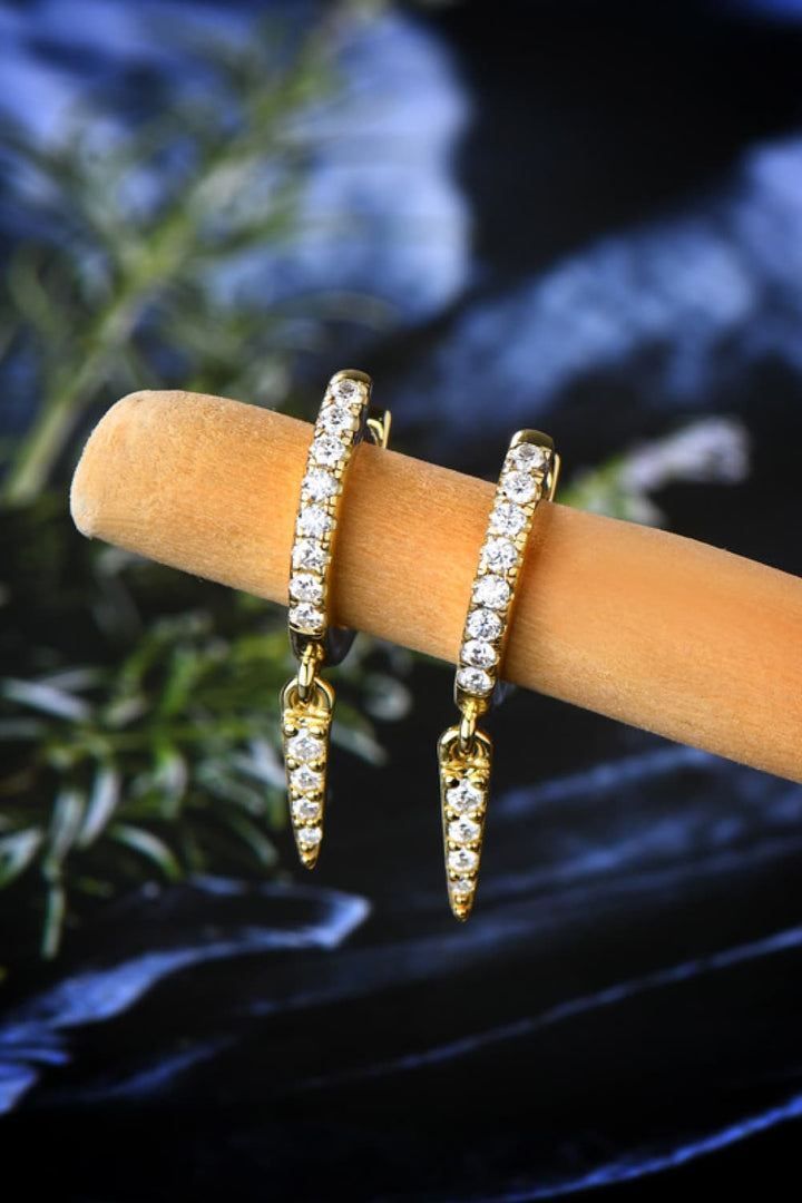 Moissanite 925 Sterling Silver Huggie Drop Earrings - Silver, Gold