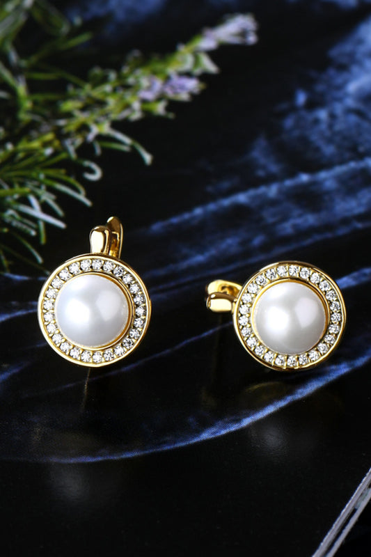 MOISSANITE & FRESHWATER PEARL 925 STERLING SILVER EARRINGS - GOLD, SILVER