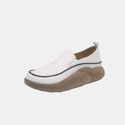 Comfortable Chunky Faux-Leather Slip-On Shoes - Multiple Colors - (4-11)