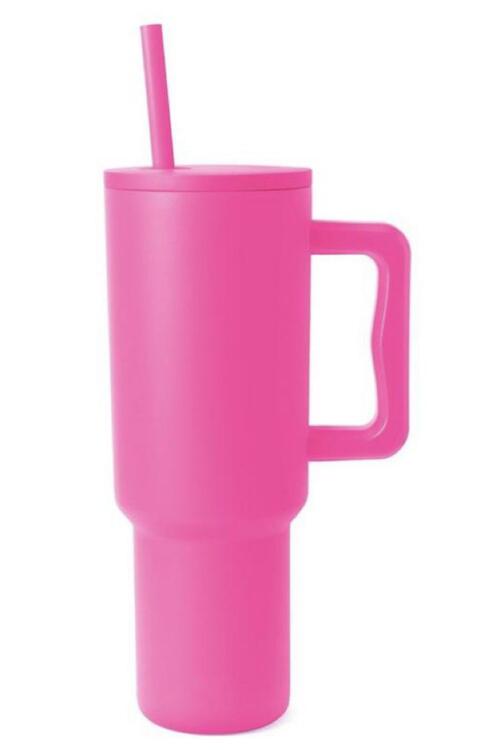 Monochromatic Stainless-Steel Tumbler With Matching Straw - Multiple Colors