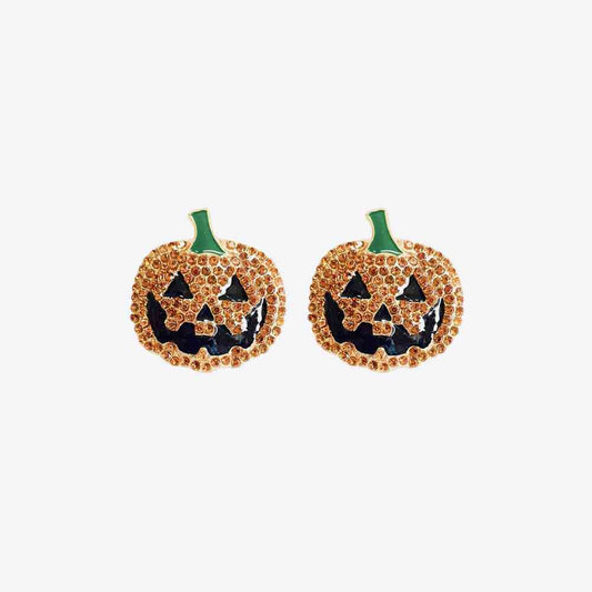 Pumpkin Rhinestone Alloy Earrings - Multiple Colors