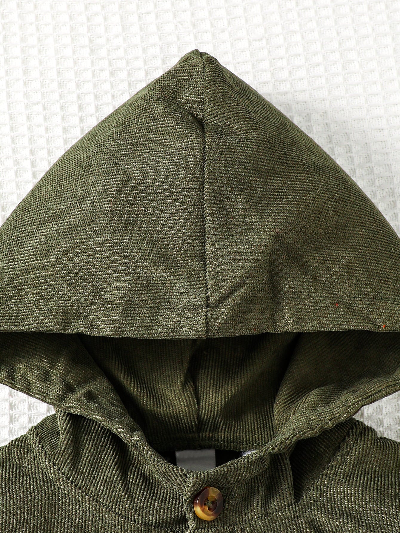 SOLID BUTTONED HOODIE WITH POCKETS - ARMY GREEN - (4T-7)