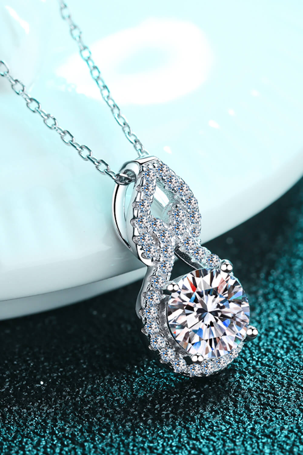 1-Carat Moissanite Swoop-Pendant Necklace - Silver