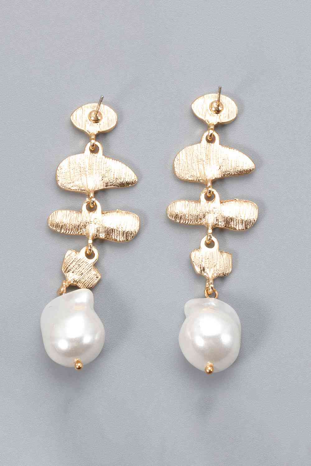 ABNORMAL-SHAPE ZINC-ALLOY SYNTHETIC-PEARL MULTI-COLORED DANGLE EARRINGS