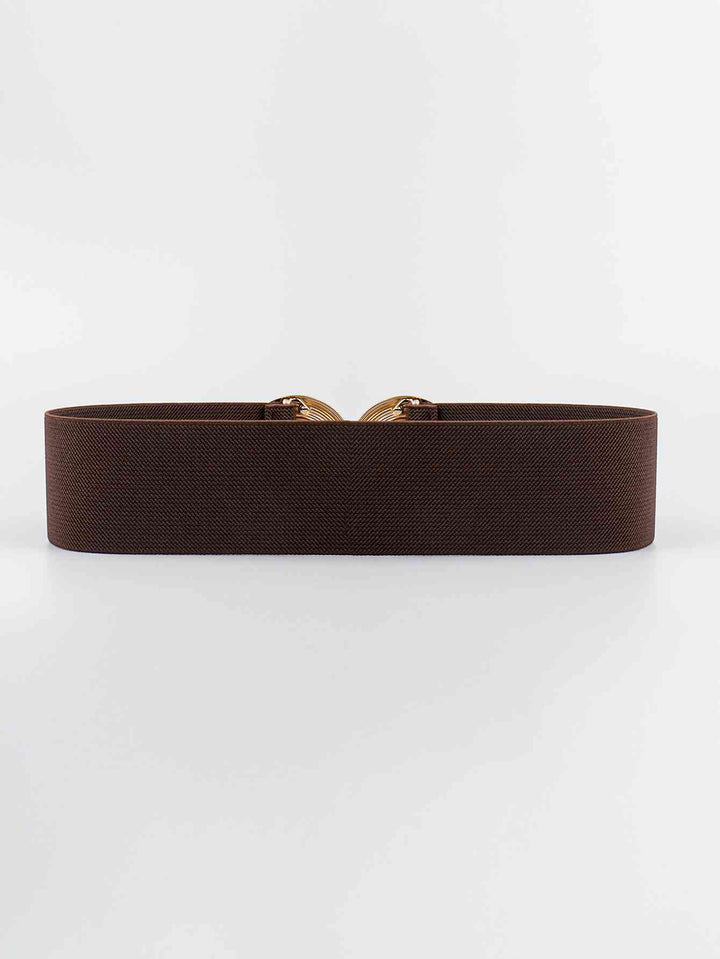 Geometric Gold Buckle Elastic Wide Belt - Multiple Colors