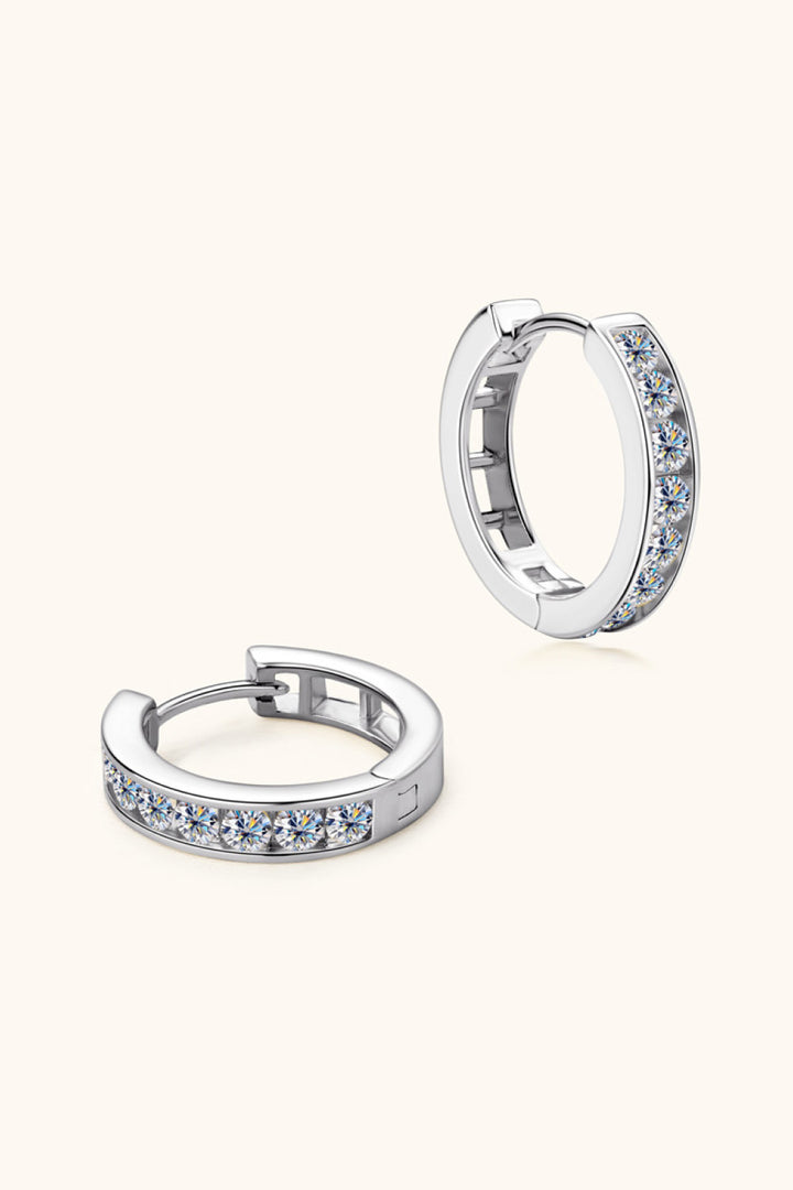 Inlaid Moissanite 925 Sterling Silver Huggie Earrings - Gold, Silver