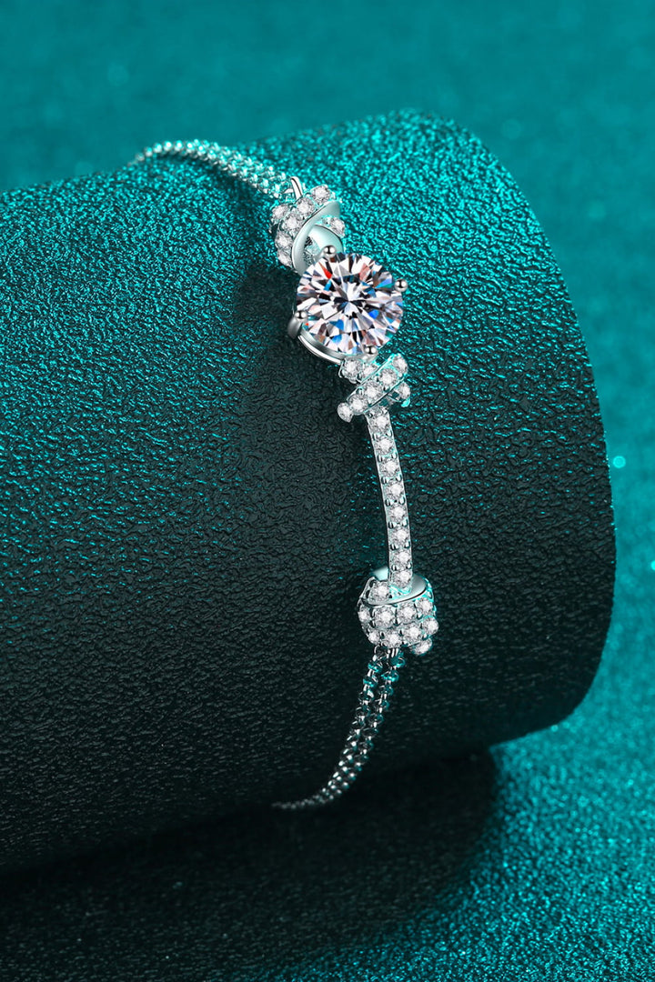 2 Carat Round Moissanite &amp; Zircon 925 Sterling Silver Bracelet