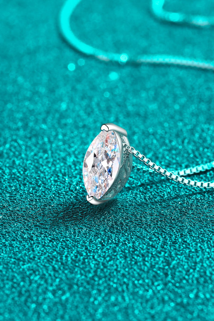 1 Carat Prolate Spheroid Moissanite 925 Sterling Silver Necklace - Silver