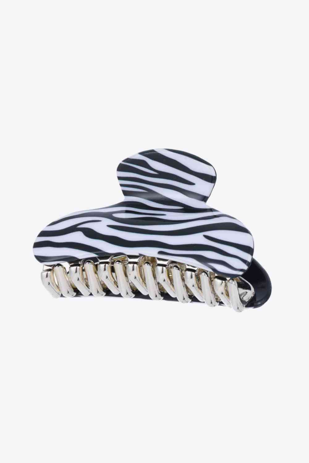 Zebra-Print Polished Claw Hair Clip