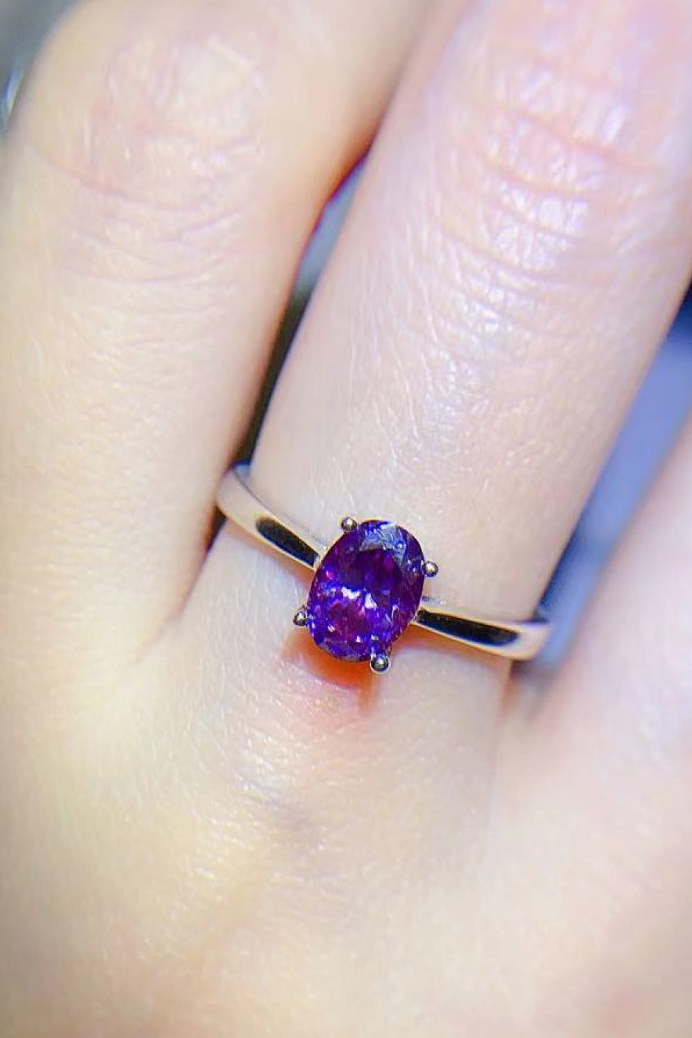 1 CARAT MOISSANITE 4-PRONG POLISHED SOLITAIRE RING - PURPLE
