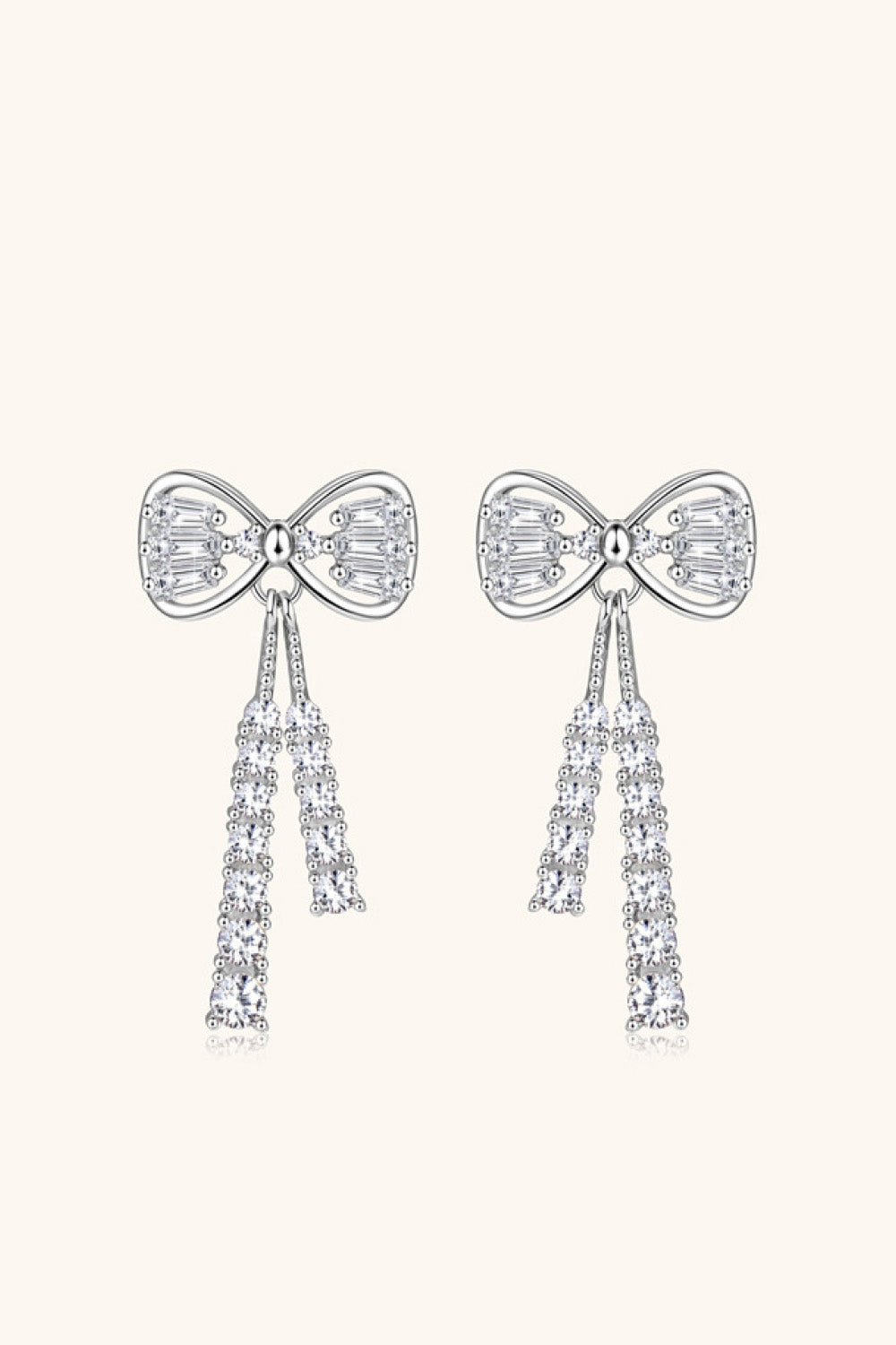 1.12 Carat Moissanite 925 Sterling Silver Bow Earrings - Silver, Gold
