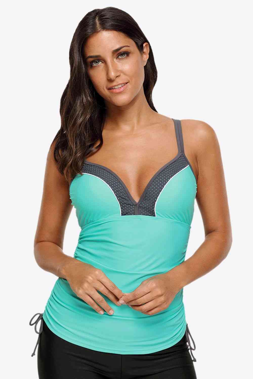 Contrast Sweetheart-Neck Swim Cami - Multiple Colors - (S-L)