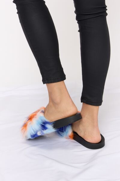 Plush Open-Toe Sandals - Blue Multi-Colored - (5-10)