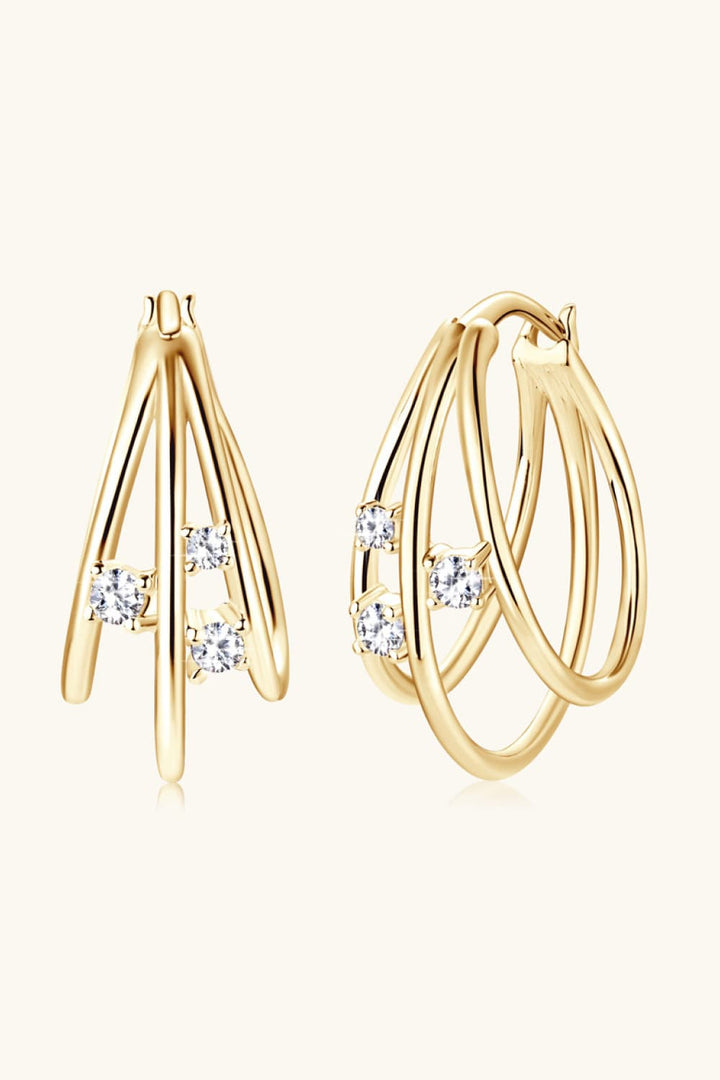 Moissanite 925 Sterling Silver Layered Earrings - Gold, Silver