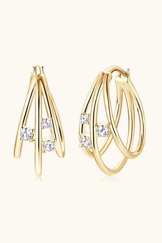 MOISSANITE 925 STERLING SILVER LAYERED EARRINGS - GOLD, SILVER