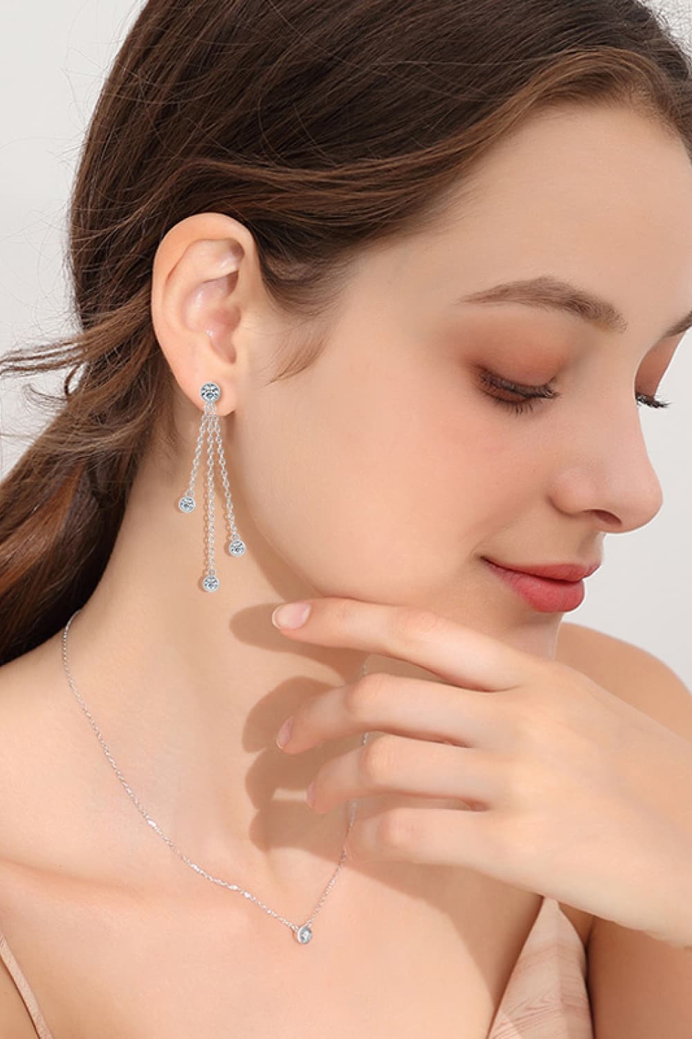 1.2 Carat Moissanite Layered Chain Earrings - Silver, Gold