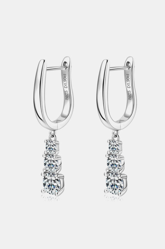 1.8 CARAT MOISSANITE 925 STERLING SILVER DROP EARRINGS - SILVER