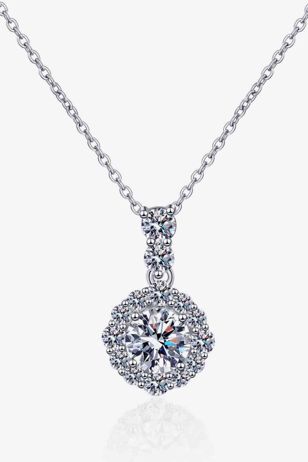 1-Carat Moissanite 925 Sterling Silver Round Drop-Pendant Necklace