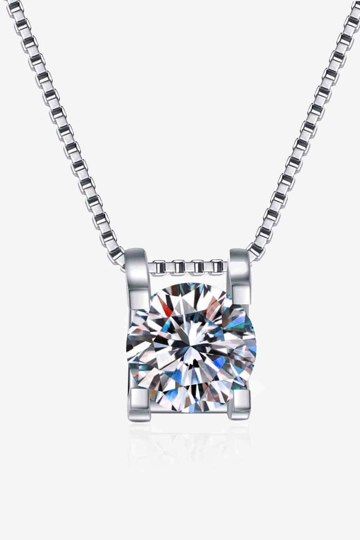 1 Carat Moissanite Heart-Pendant 925 Sterling Silver Chain Necklace - Silver