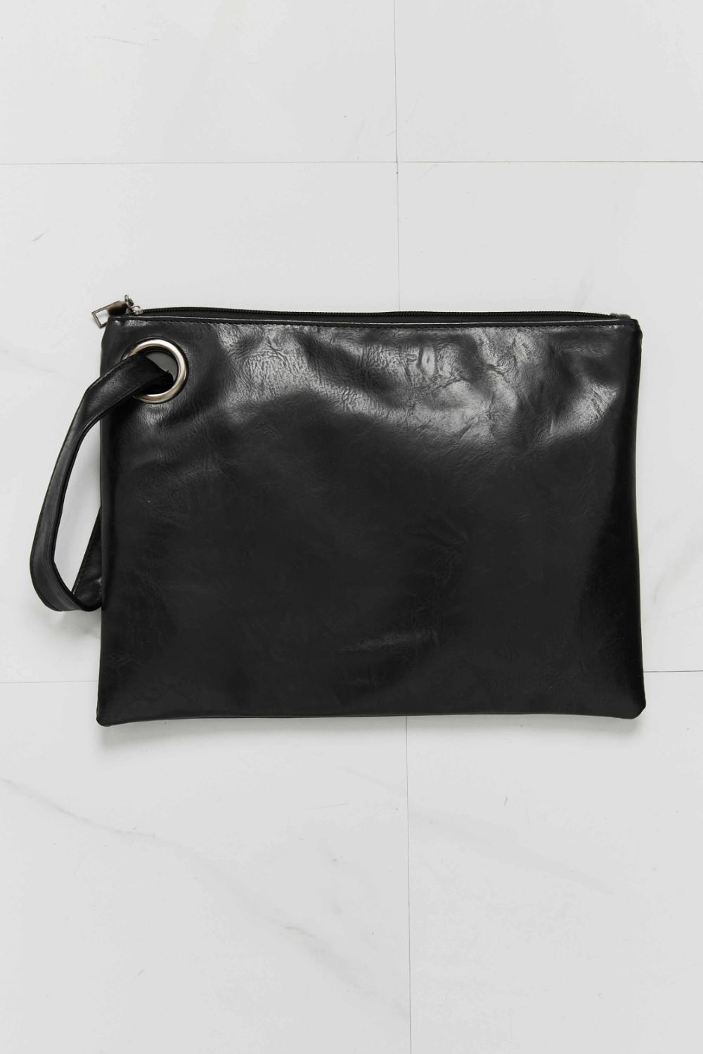 Faux-Leather Wristlet - Black