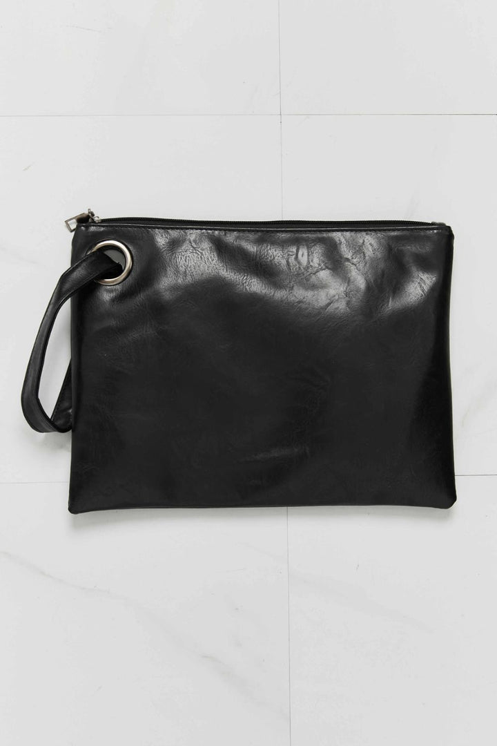 Faux-Leather Wristlet - Black
