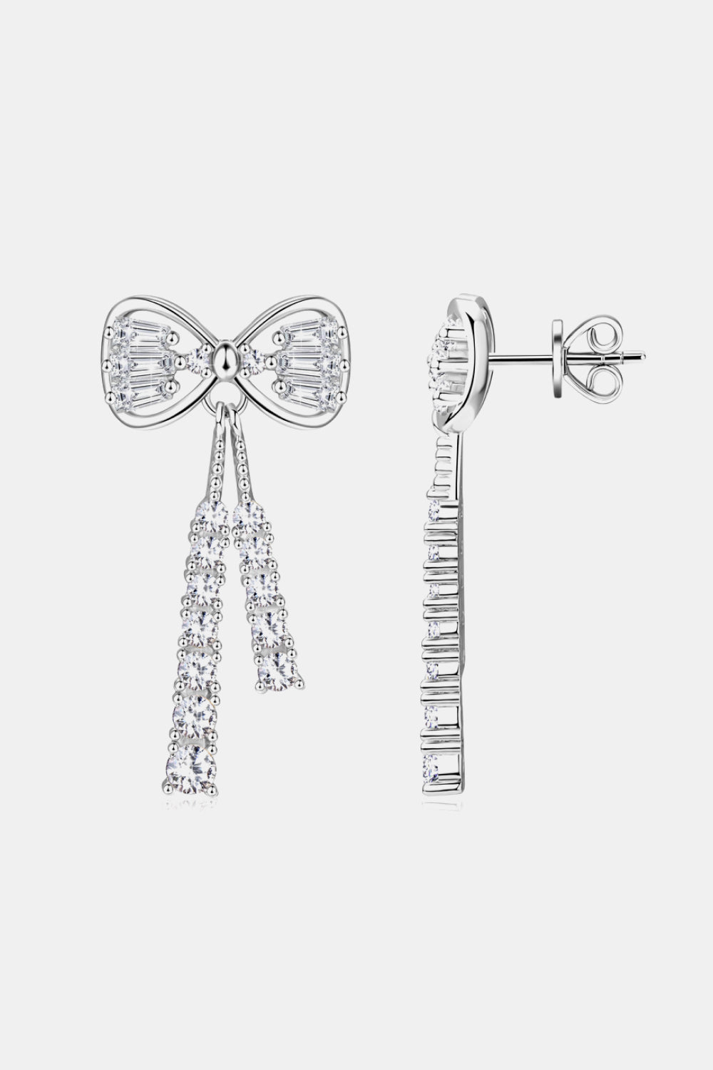 1.12 Carat Moissanite 925 Sterling Silver Bow Earrings - Silver, Gold