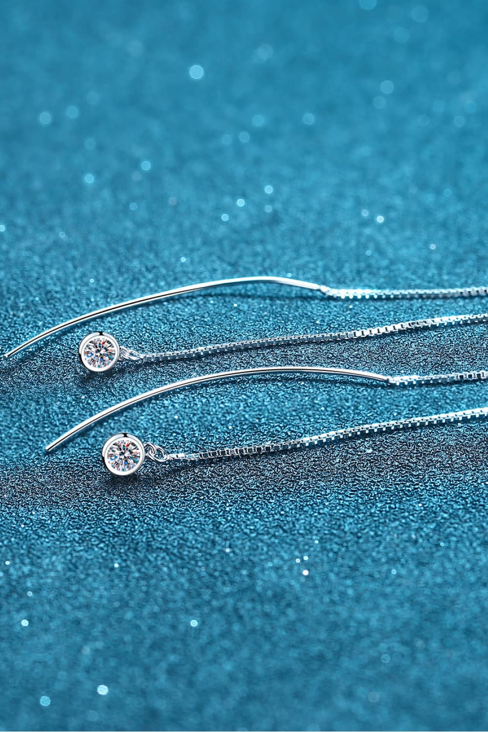 Moissanite 925 Sterling Silver Rhodium-Plated Threader Earrings - Silver