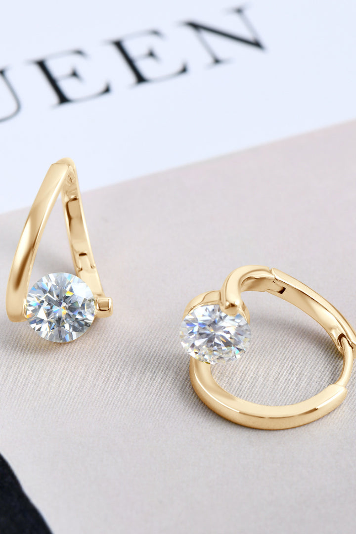 2 Carat Moissanite 925 Sterling Silver Heart Earrings - Gold, Silver