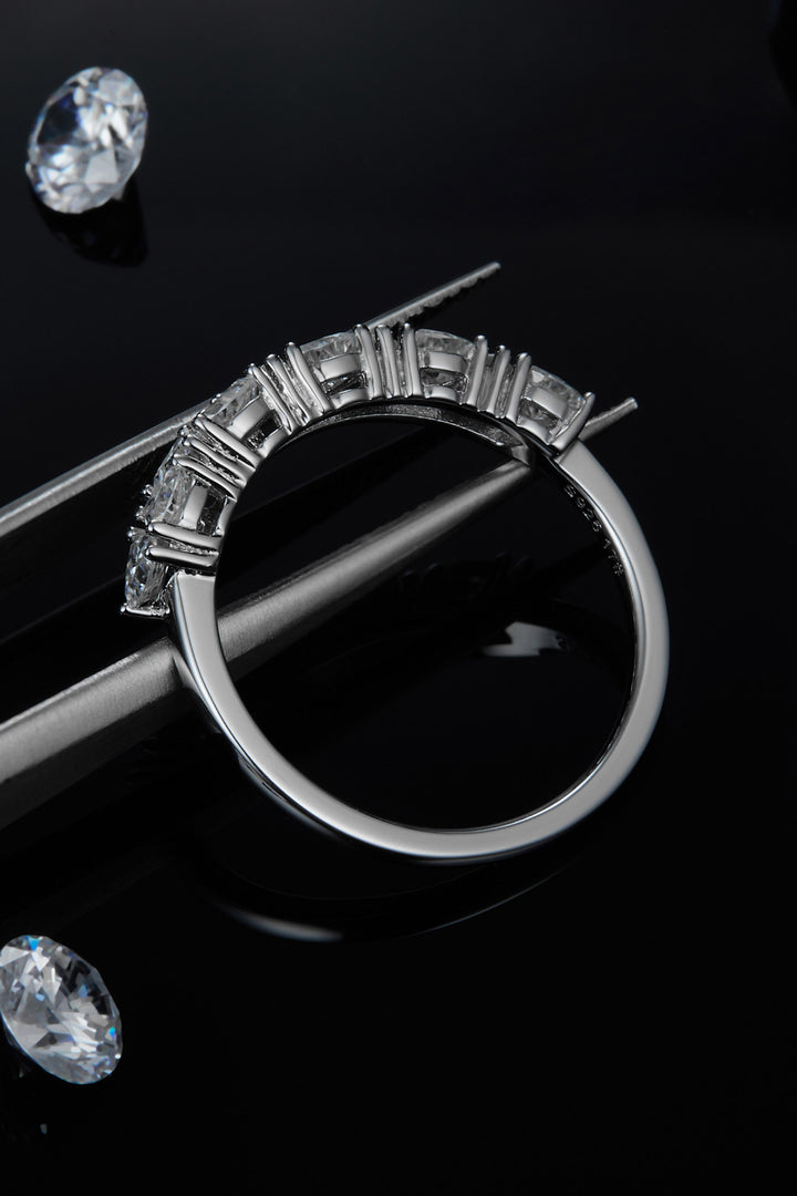 1 Carat Triangular Shaped Moissanite 925 Sterling Silver Half-Eternity Ring