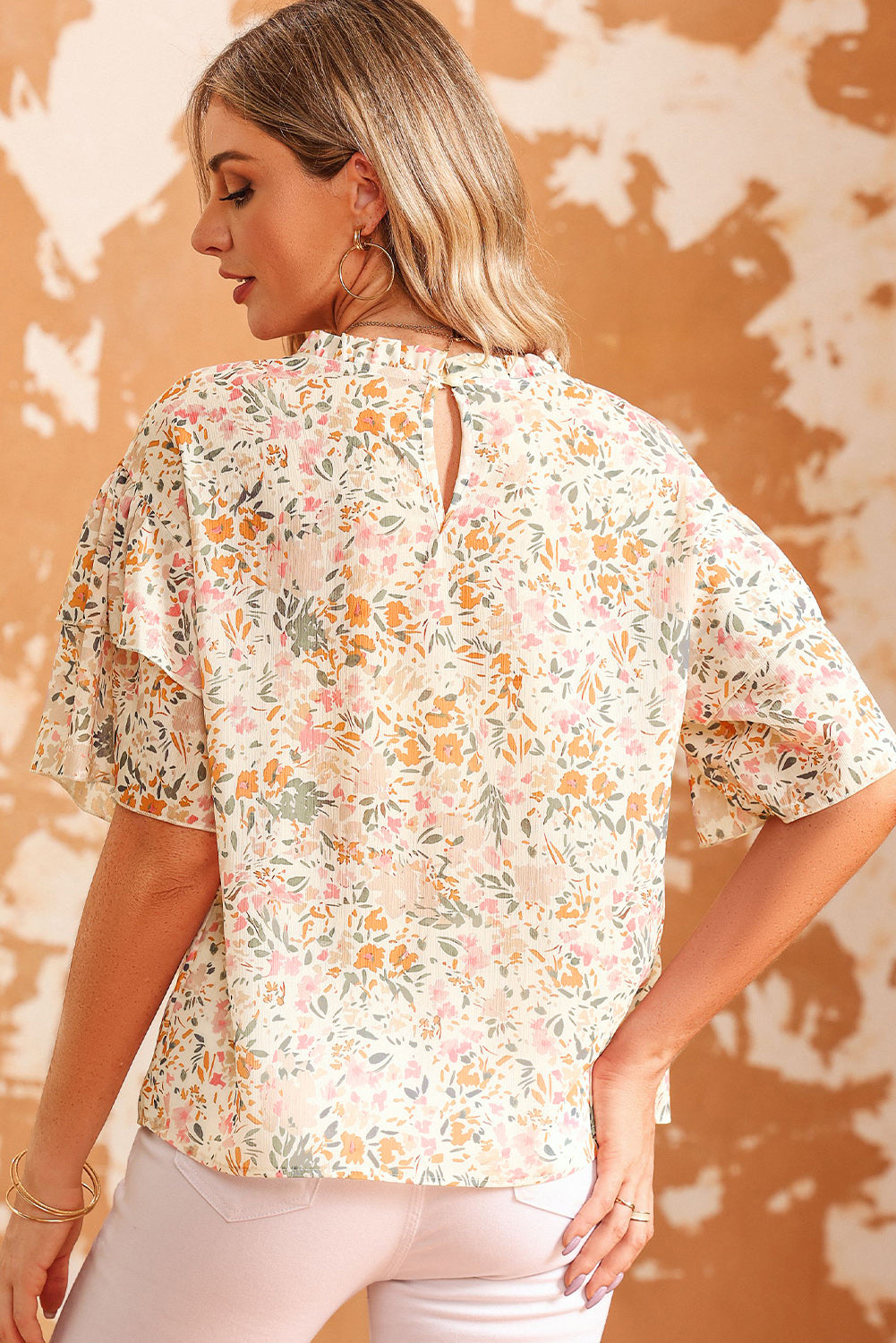 Casual Round-Neck Short Sleeve Floral Blouse - (S-XL)